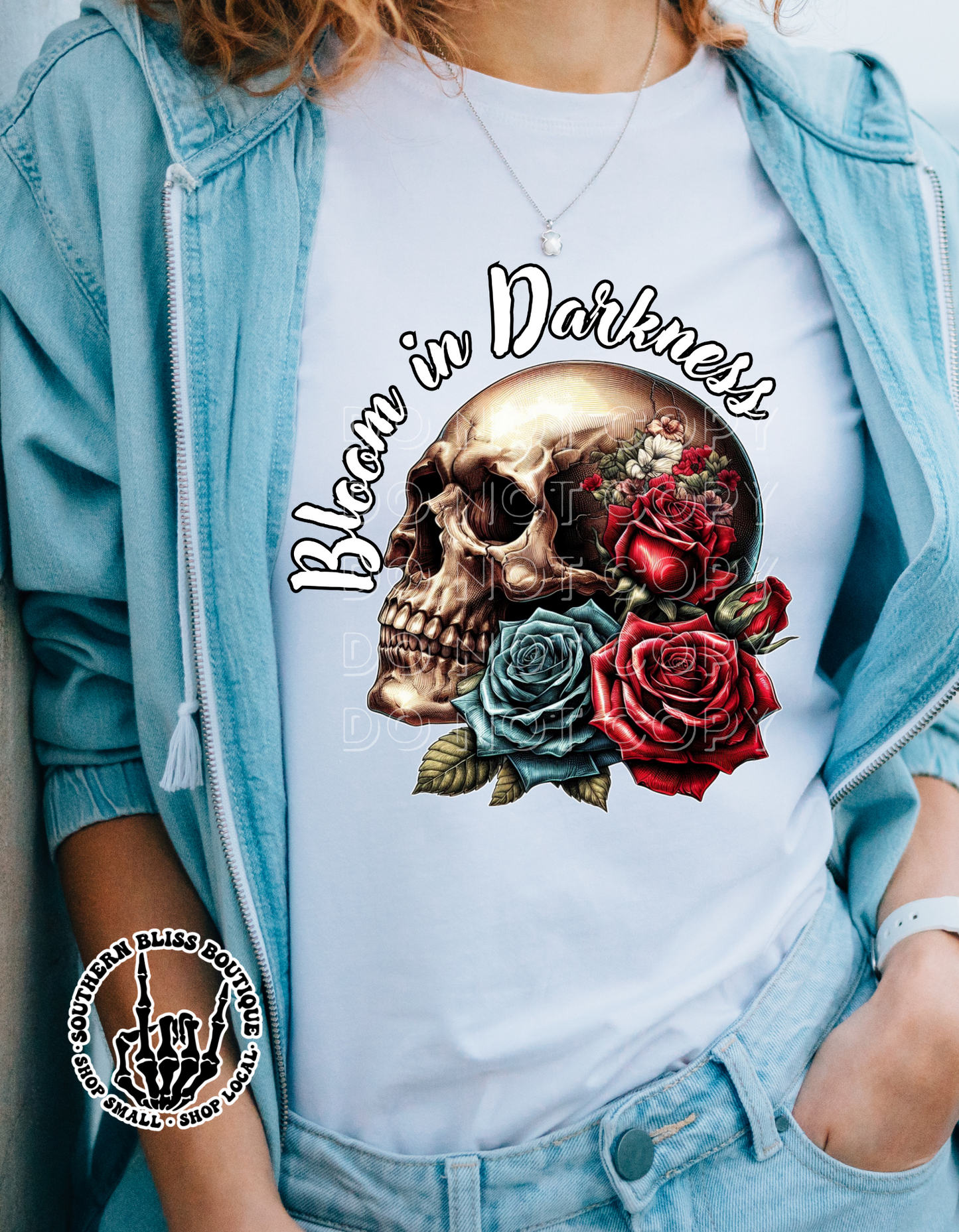 Bloom In Darkness Skull T-shirt