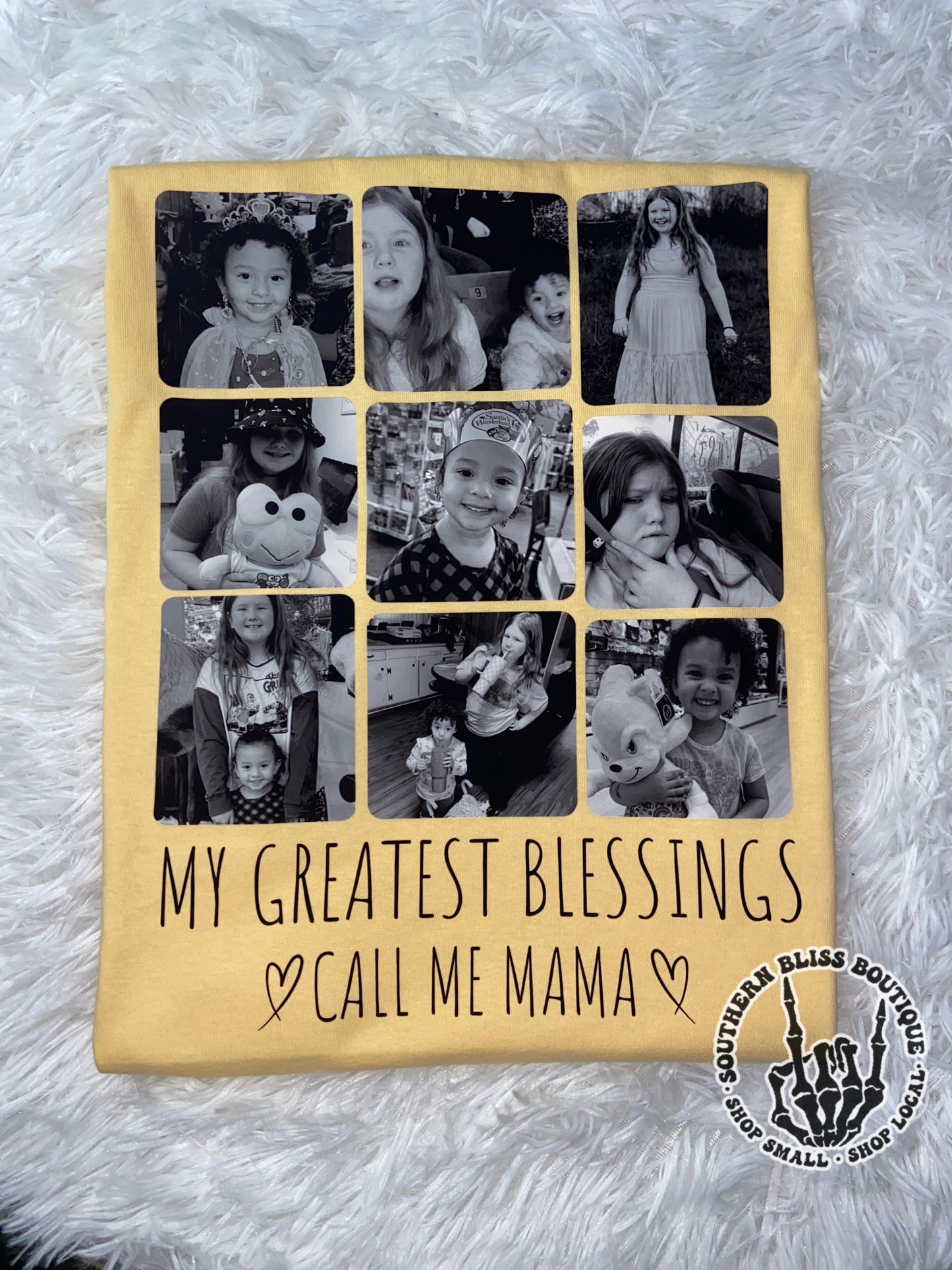 My Greatest Blessings Call Me Custom B&W Photo Collage T-shirt