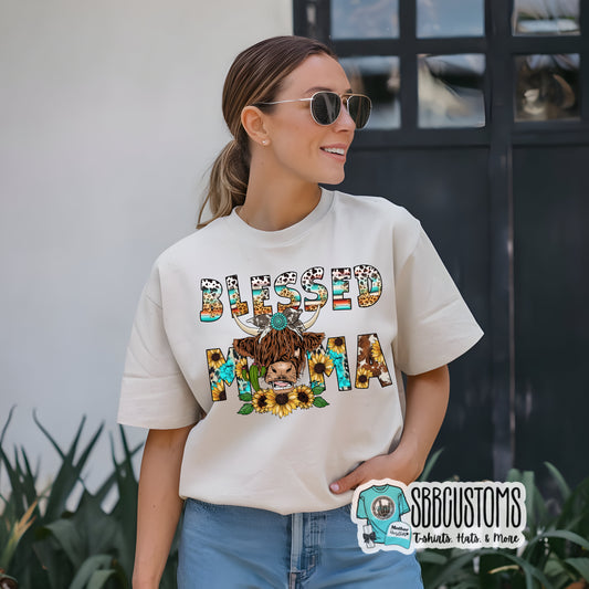 Blessed Mama Western Cow T-shirt