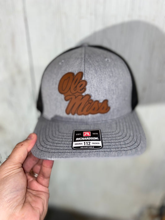 Ole Miss Team Laser Engraved Patch Hat