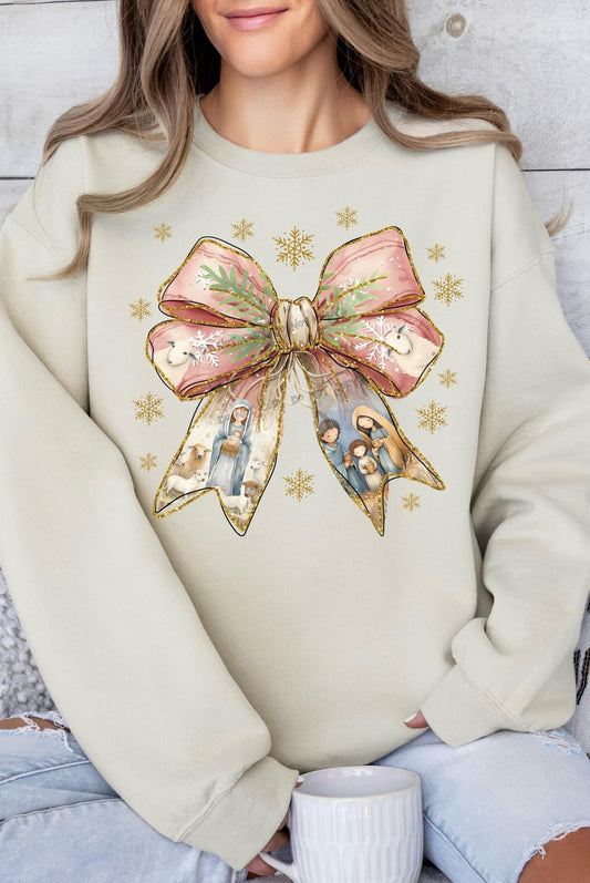 Nativity Filled Bow Sweatshirt