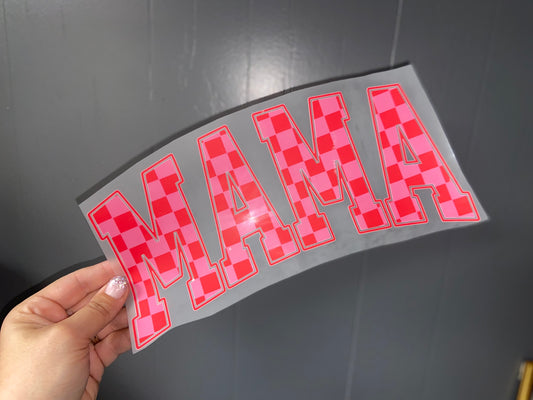 Quick Ship Mama Pink Checkered T-shirt