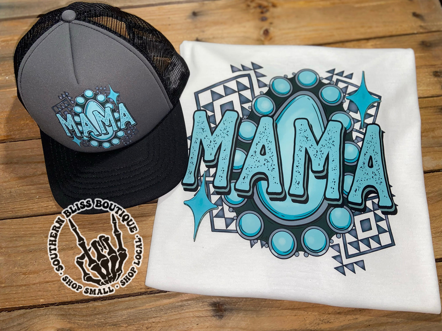 Mama Turquoise Punchy T-Shirt