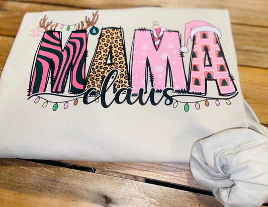 Mama Claus Pink Long Sleeve T-Shirt