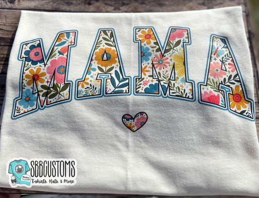 Mama Floral With Heart T-shirt