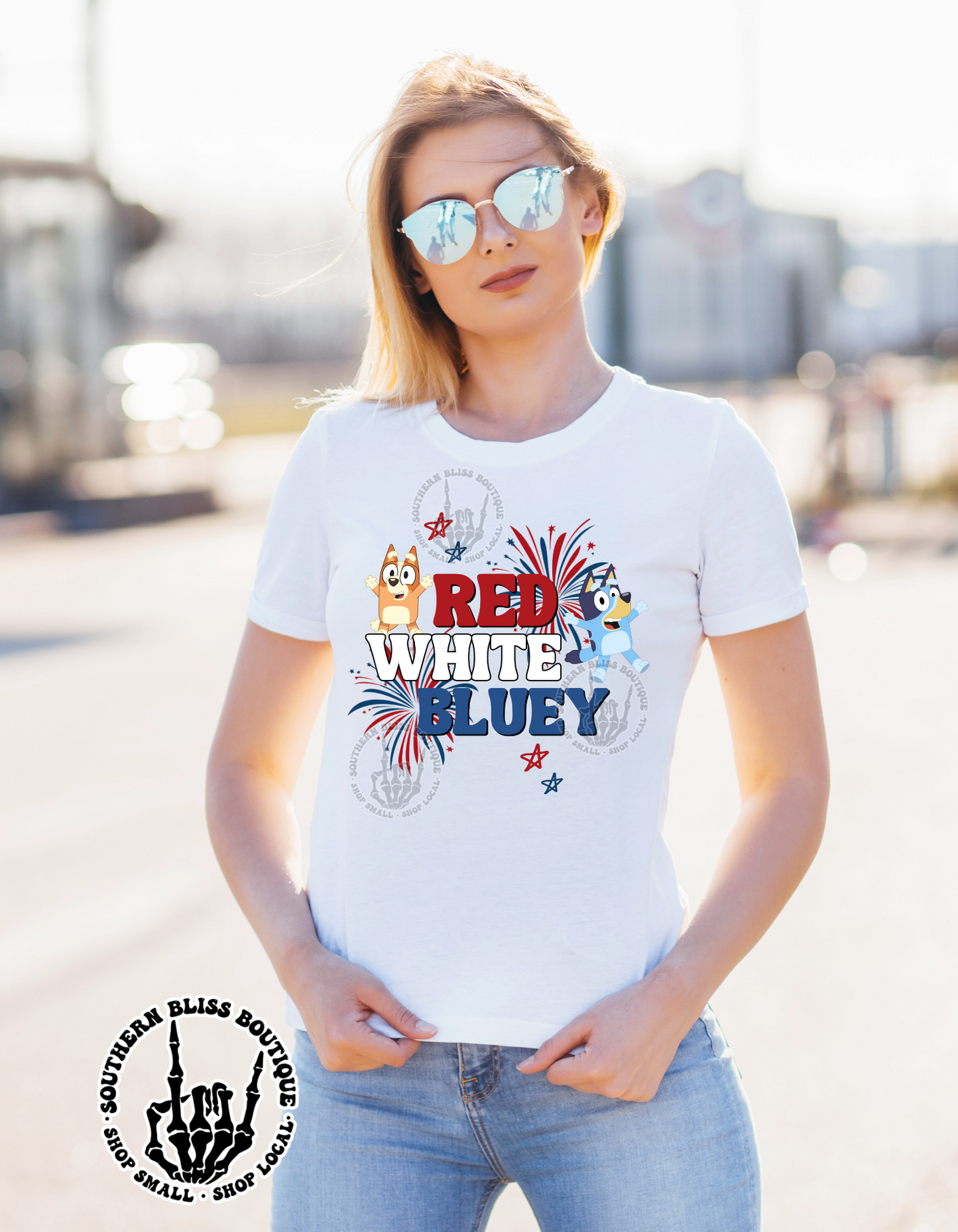 Red, White, Blue Characters Adult T-Shirt