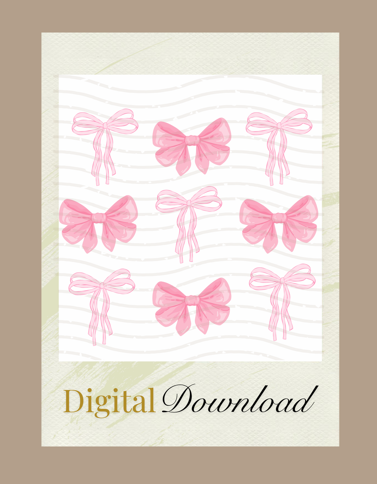 Pink Bow Collage PNG, Digital Download